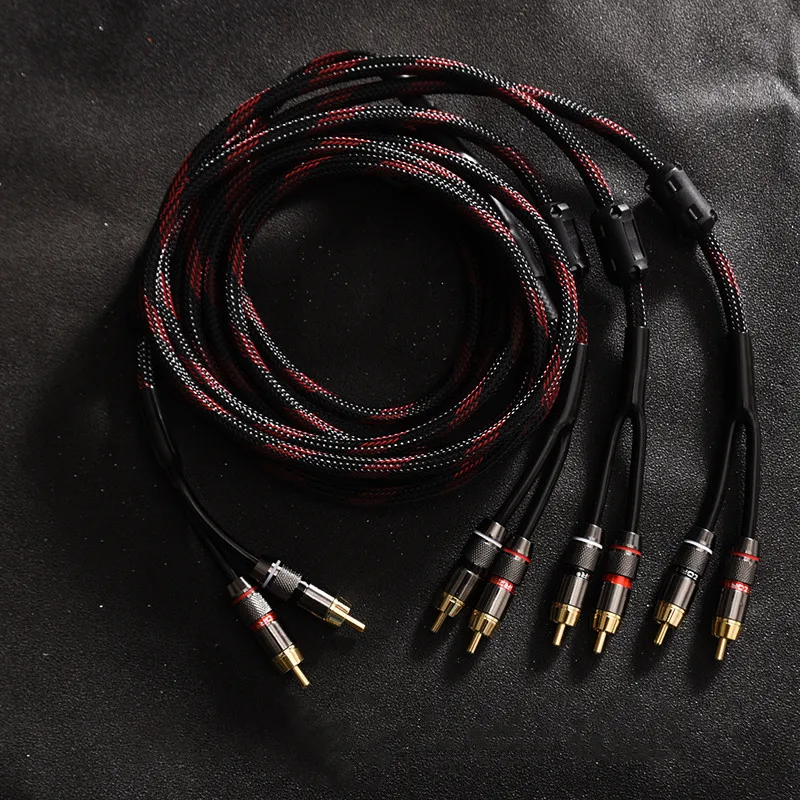 

2 turn 6 audio cable Lotus head audio cable bifurcated connection two sets of speaker taps 2 points 6 fever RCA male
