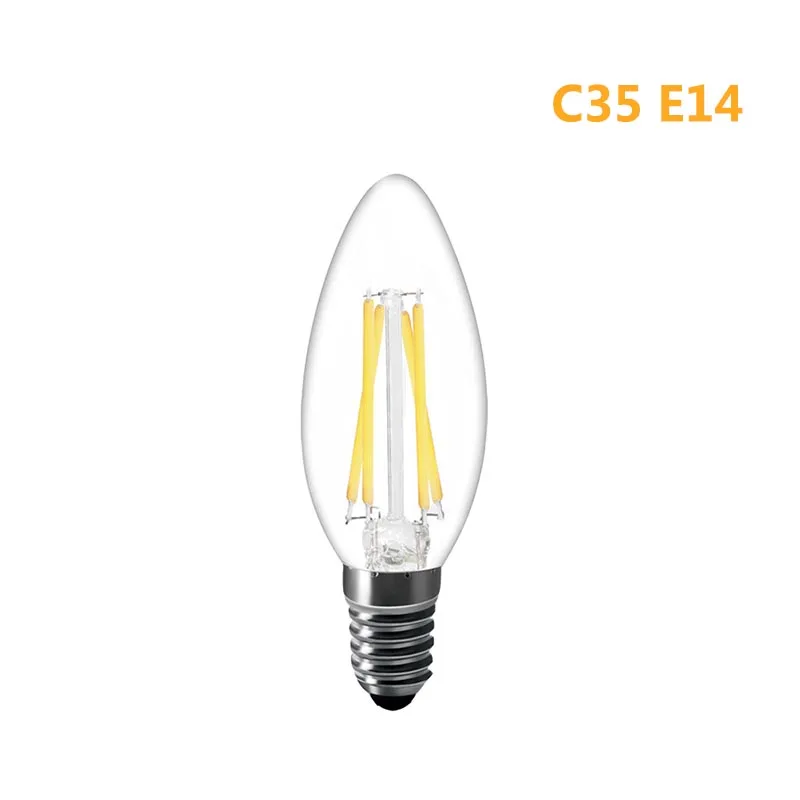 C35 E14 Светодиодный светильник в ретро-стиле с диодными свечами E14 C35 C35L Globe E27 G45, энергосберегающий светильник накаливания, декоративный светильник для гостиной - Испускаемый цвет: C35 E14