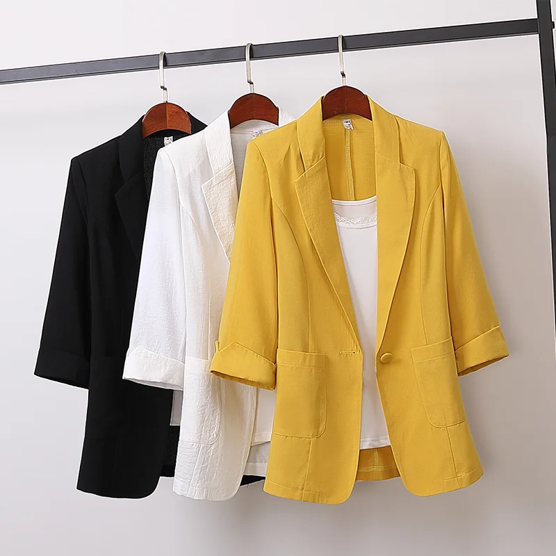 Open Front Notched Blazer 2020 Summer Women Formal Jackets Office Work Loose Fit Black Ladies Suits 3 Colors Size M-4XL | Женская одежда