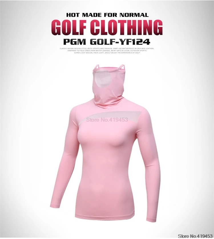 Pgm Gollf женские топы Защита от солнца с длинным рукавом футболки дамы маска льда шелковые рубашки женские быстросохнущие Топы AA60446