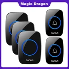 Беспроводной водонепроницаемый дверной звонок CACAZI, дистанция до 300 м, вилка стандарта США, ЕС, Великобритании, Австралии, интеллектуальный, с 1, 2 кнопками и 123 ресивером