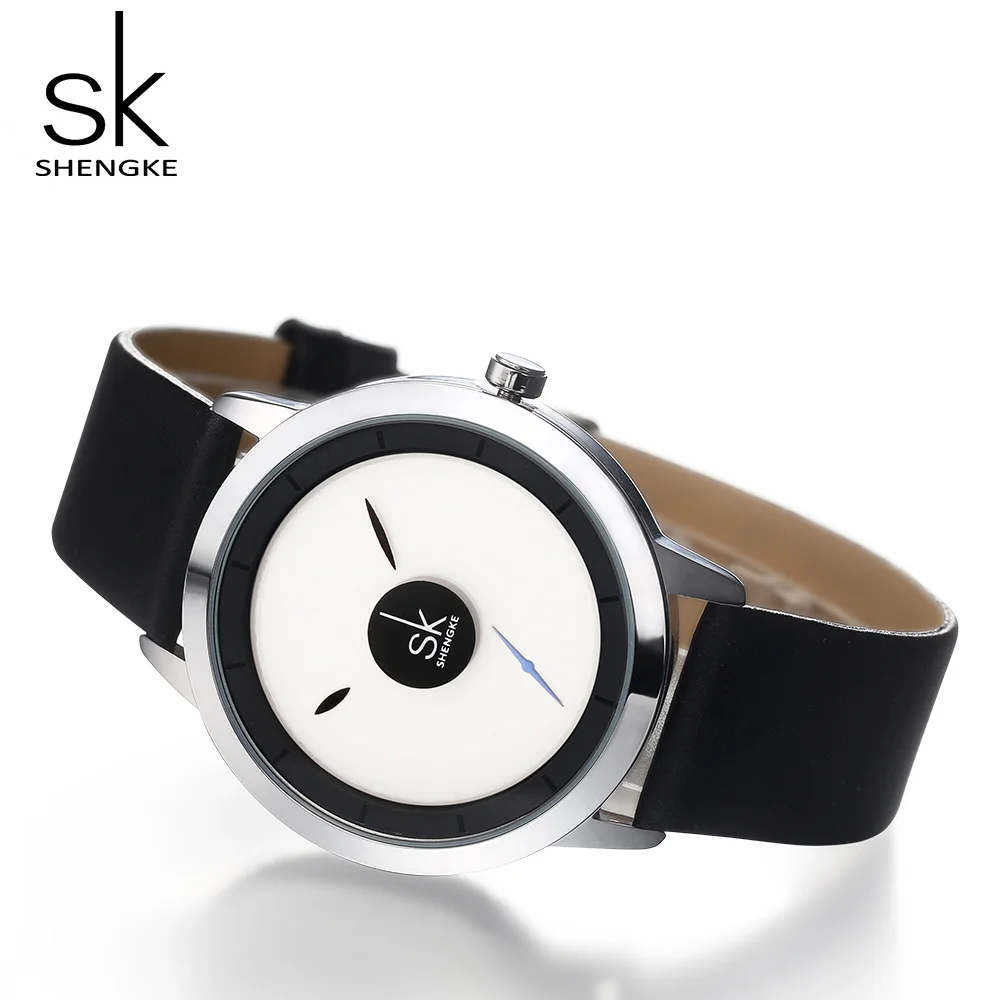 SK повседневные женские кварцевые часы Простой креативный кожаный ремешок модные