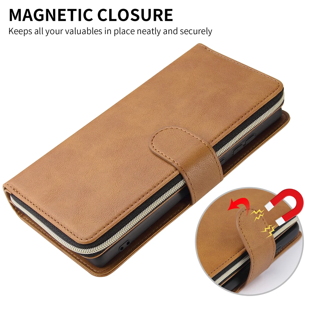 Чехол на молнии из искусственной кожи с подкладкой ТПУ для Apple iPhone X Xs Xr XsMax