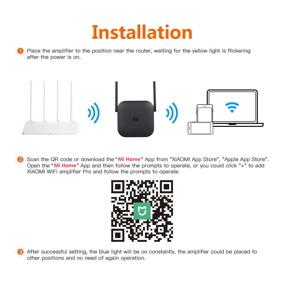 Оригинальный Xiaomi Wi-Fi усилитель Pro 300 Мбит/с ретранслятор Mijia сигнала 2 4G