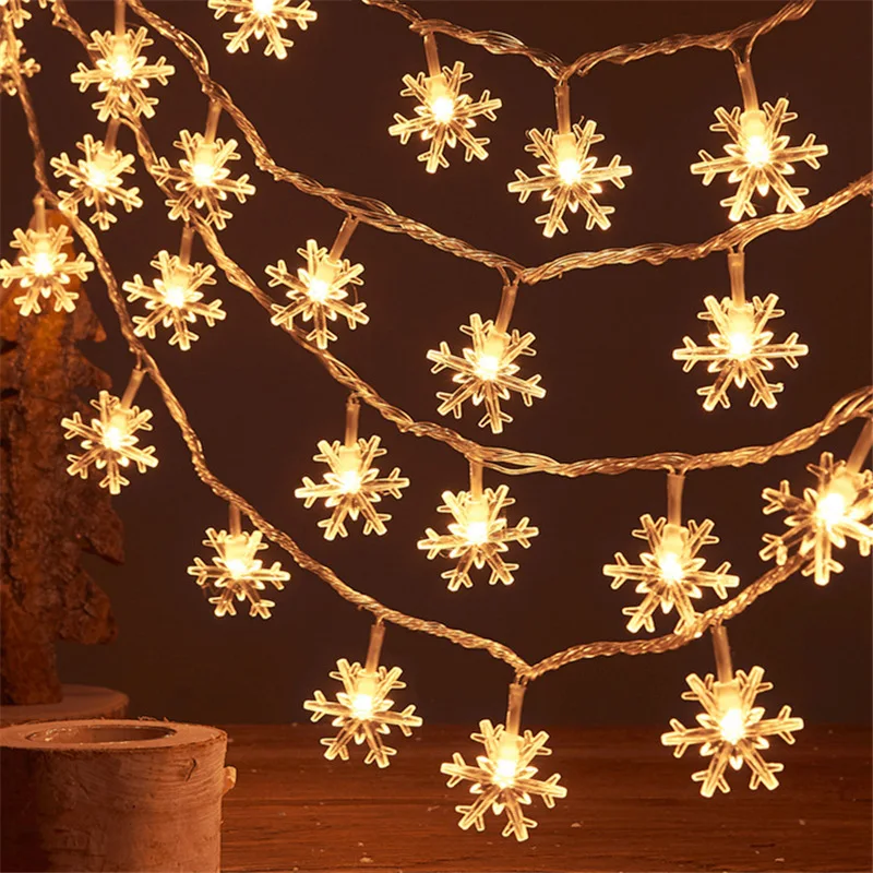 

Merry Christmas Decoration 3M 20led Snowflake LED Garland String Lights Battery Powered Fairy Lights Garlands New Year Navidad