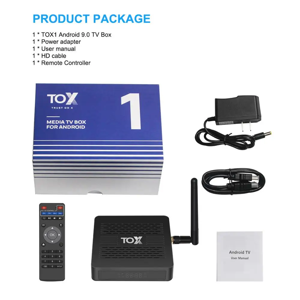 TOX1 Amlogic S905X3 ТВ коробка Android 9 0 4 Гб Оперативная память 32 ГБ памяти на носителе EMMC