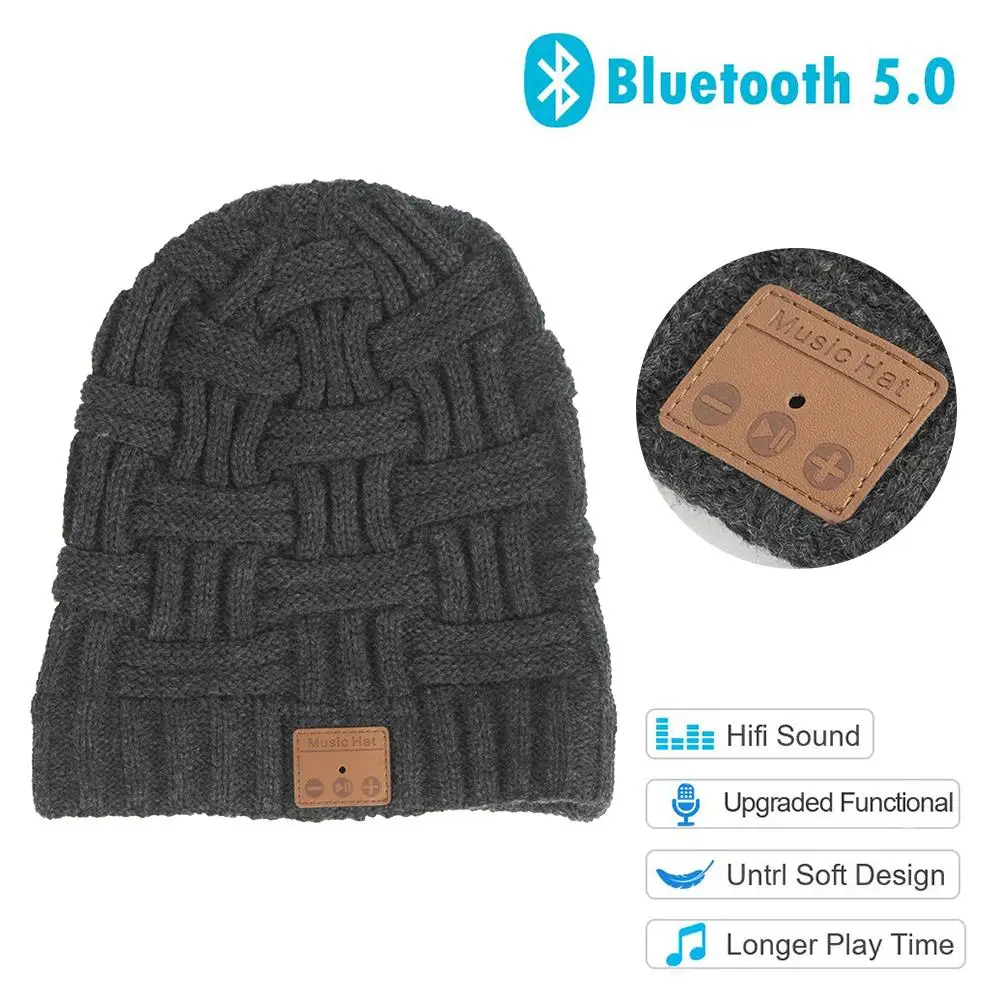 Bluetooth 5,0, беспроводные наушники, музыкальная шапка, колпачок для наушников, HD стерео динамик для зимнего фитнеса, спорта для мужчин и женщин, подарки
