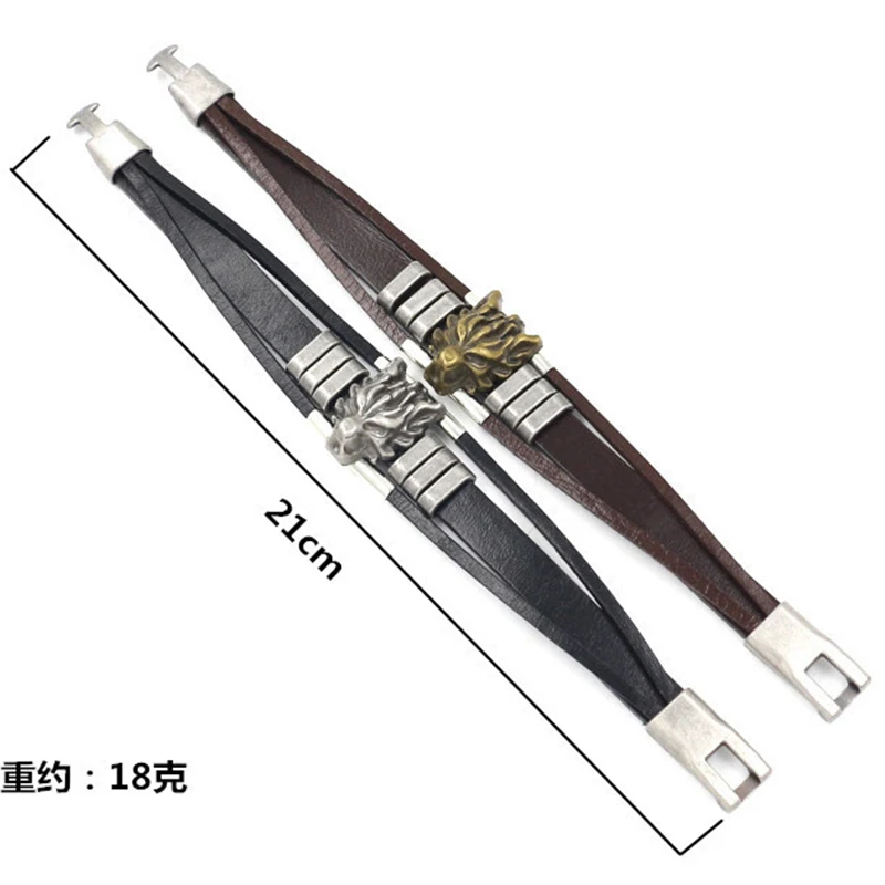 

CUTEECO Stainless Steel Wolf Pendant Leather Bracelets Men Genuine Charm Bracelet Punk Wrist Band Fashion Jewelry Pulsera