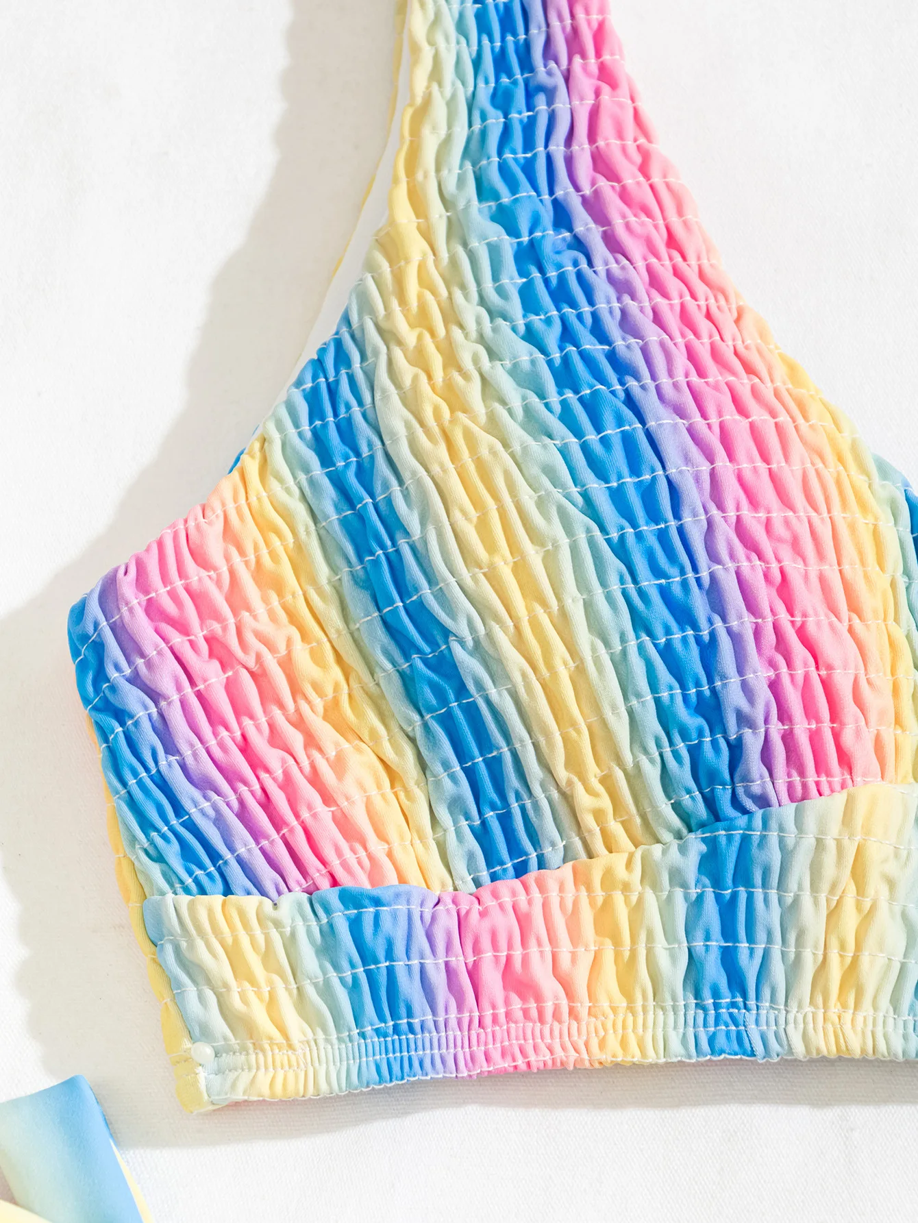 Сексуальный бикини в полоску Для женщин розовый градиент плиссированные