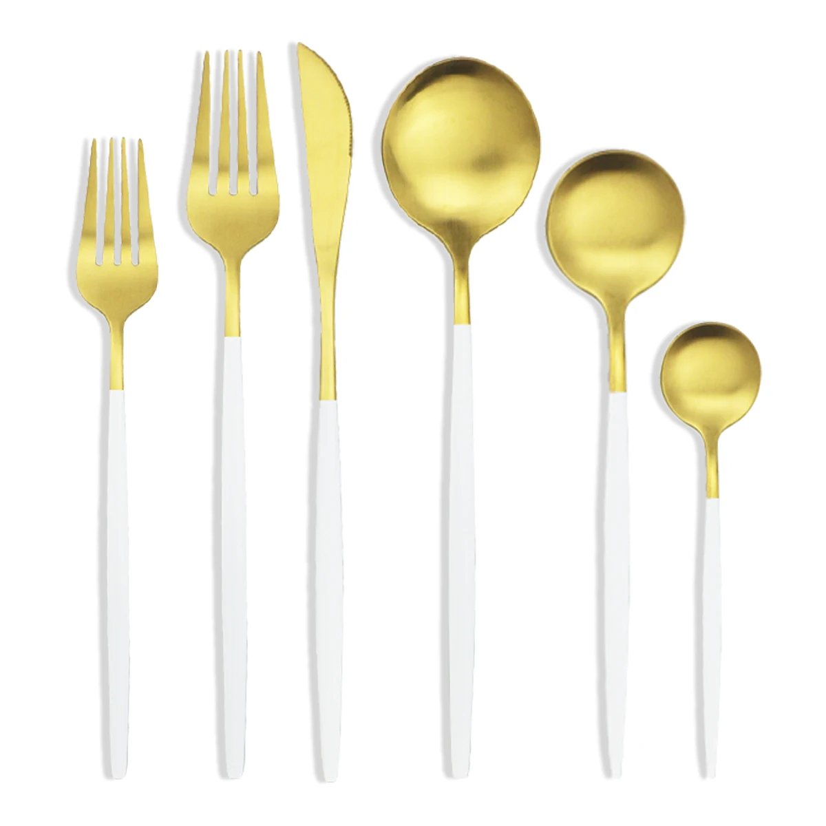 6 шт./компл. набор столовых приборов из белого золота нержавеющей стали столовая