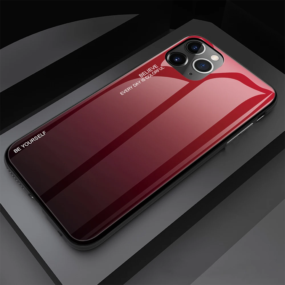 Градиентный чехол для телефона из закаленного стекла для Apple iPhone 11 Pro Max X XS XR 8 7 Plus 6 6S силиконовый мягкий край бампер 1000 шт