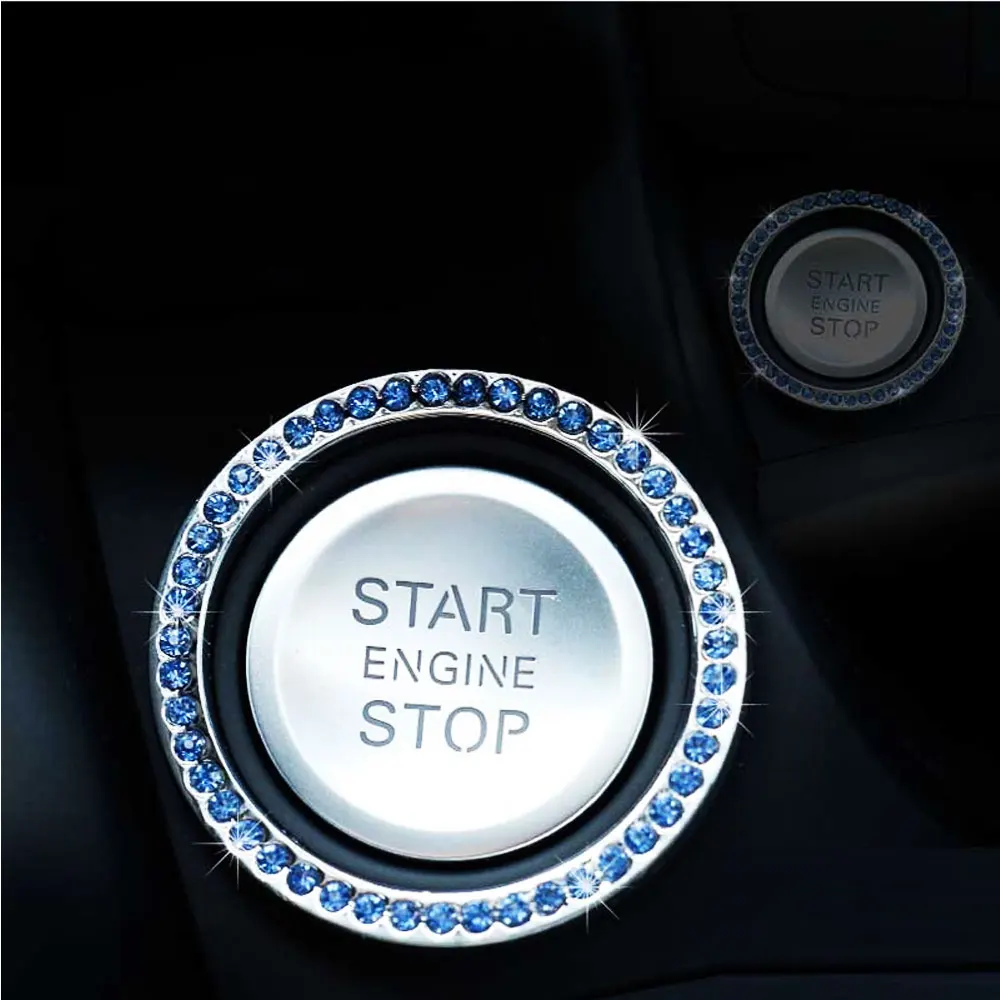 Sonata Engine Start Stop Ring Emblem Sticker- Rhinestone Ignition Button Car Key Knob-Interior Bling Push Auto Decorative | Автомобили и