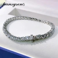 pansysen 100 925 sterling silver 4mm simulated moissanite diamond charm bracelets 18k white gold color fine jewelry wholesale