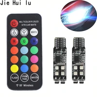 1 set new design rgb t10 w5w 3535 10smd rf brilliant colorful for car led marker lamp position light with remote control dc 12v