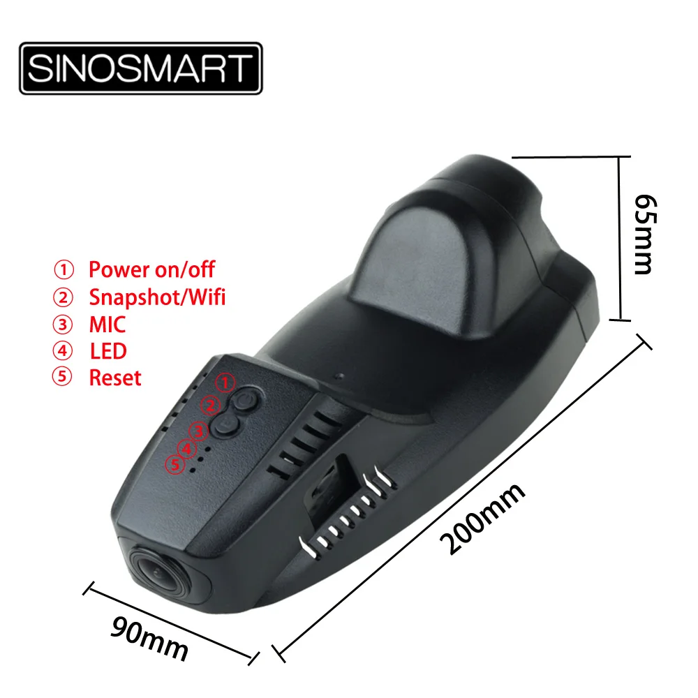 SINOSMART Novatek 96658 автомобильный Wifi DVR камера для Ford Kuga общая модель управление с помощью мобильного телефона ПРИЛОЖЕНИЕ SONY IMX 323