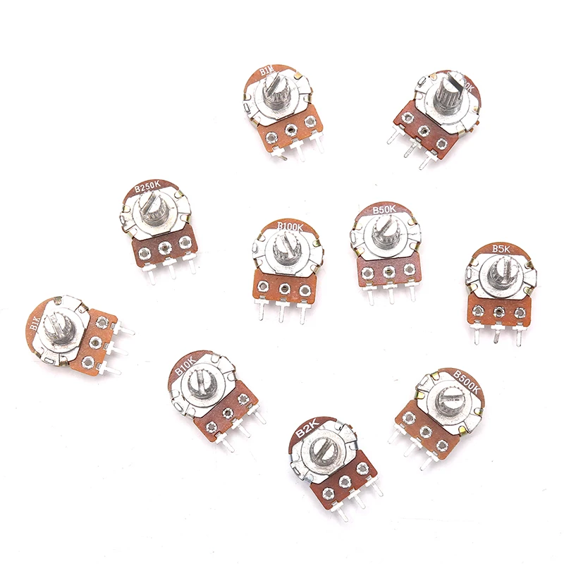 

WH148 Potentiometer Kit 15mm Linear Taper Rotary Resistor Set 3pin With Cap