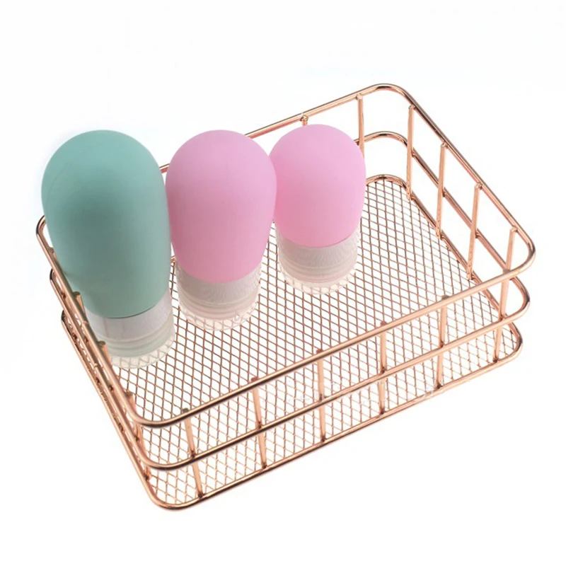 Железная корзина для хранения из проволоки розовое золото Прочная полка дома и