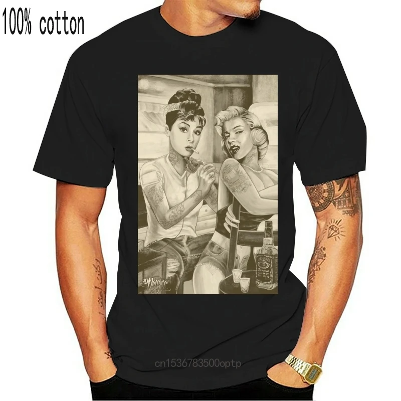 

Новая графическая футболка Мэрилин Монро и Одри Хепберн в стиле хип-хоп городская Мужская и женская уличная одежда унисекс модная футболка