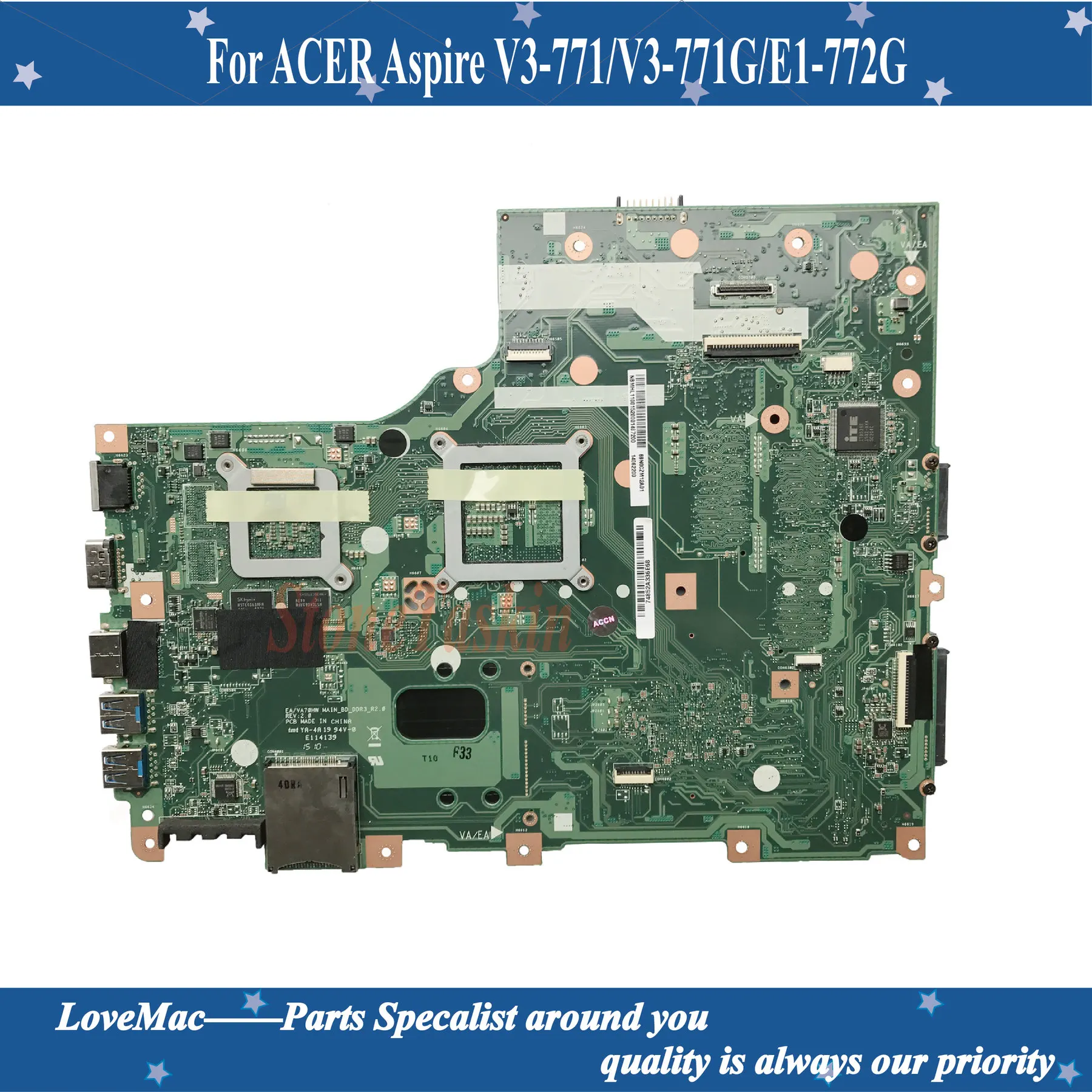 Высокое качество NBMHL11001 EA VA70HW материнская плата для ноутбука Acer aspire V3 772G