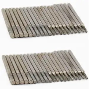 40 шт., 1, 1,5, 2, 2,5 мм, алмазная пила с покрытием, твердые сверла, резные заусенцы, ювелирные инструменты для Dremel, аксессуары, камень, драгоценный камень