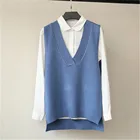 Женский шерстяной жилет, вязаный жилет без рукавов с V-образным вырезом, длинный жилет с секциями, весна-осень 2020