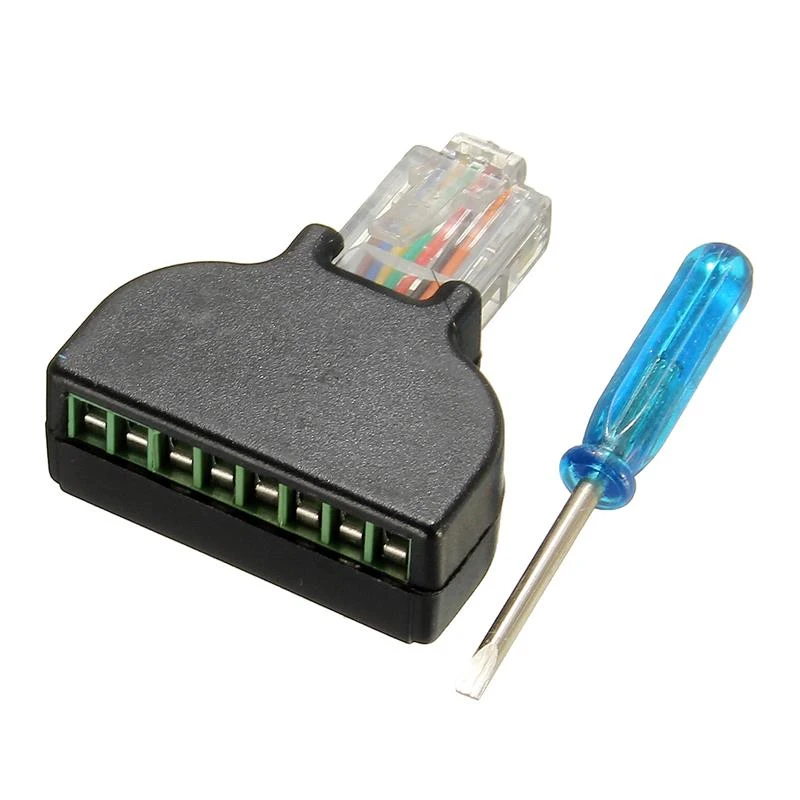 

1pc RJ45 Ethernet Male To 8 Pin AV Terminal Adapter To Screw Converter Block CCTV Plug Dropshipping Adapter To Screw Converter
