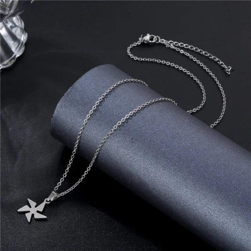 

Gothic Stainless Steel Exquisite Cute Windmill Pendant Necklace for Women Men Clavicle Chain Jewelry Wholesale 2021