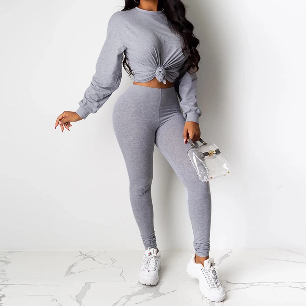 

Комплект из двух предметов Tmustobe, женская футболка с длинным рукавом, облегающие брюки-карандаш, осенняя облегающая уличная одежда, модная с...