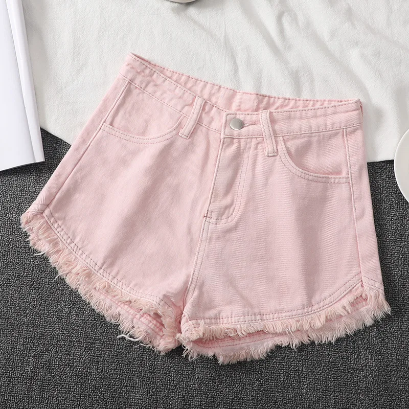 

CGC 2021 New Basic Summer Elastic High Waist Jeans Shorts Women Vintage Cotton Loose Wide Leg Denim Shorts Female Harajuku Pants