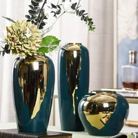 vintage ceramics gold green vase simple insert crafts ornaments modern home living room desktop flower arrangement