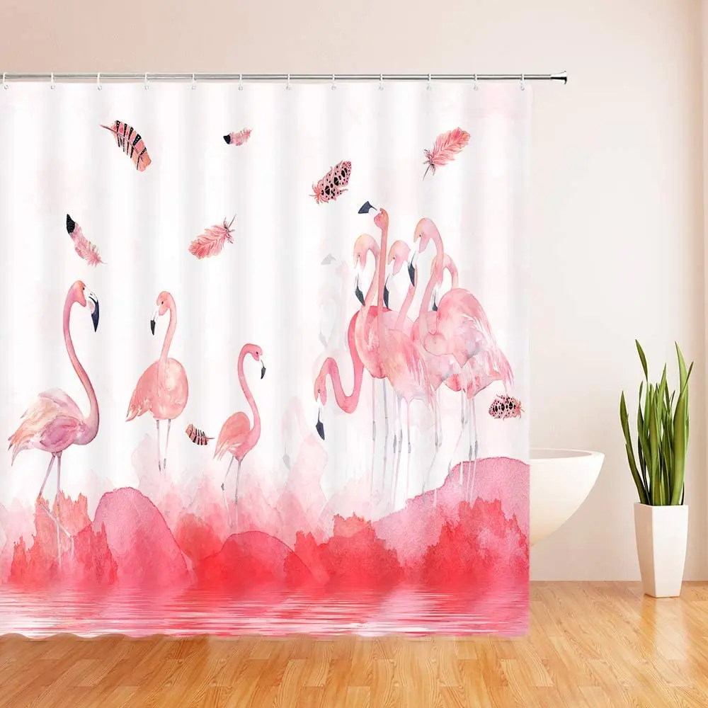 Красная Акварельная картина с фламинго мигрирующие тропические птицы животные