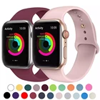 Силиконовый ремешок для Apple Watch 38, 40, 42, 44 мм, браслет для Apple Watch series 5, 4, 3, 2, 1