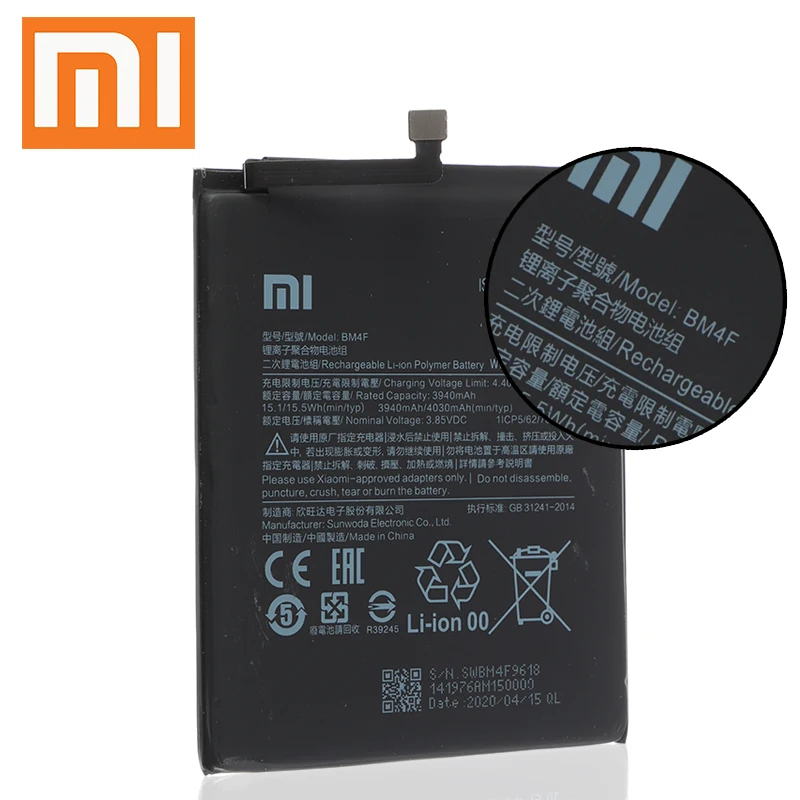Оригинальный аккумулятор Xiao Mi A3 CC9e CC9 E BM4F 4030 мАч высококачественный Сменный для