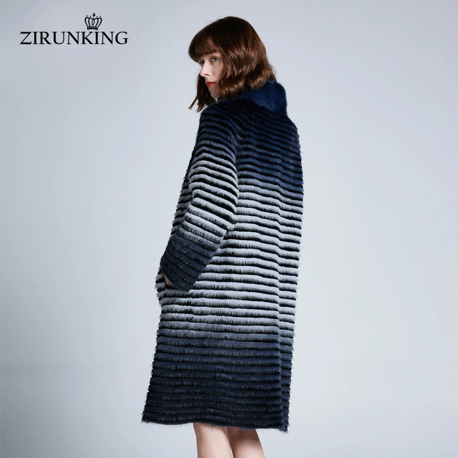 ZIRUNKING Новая женская шуба из натурального меха норки женское реверсивное женское меховое пальто шуба из норки с воротником-стойкой, верхняя одежда для зимы ZC1907
