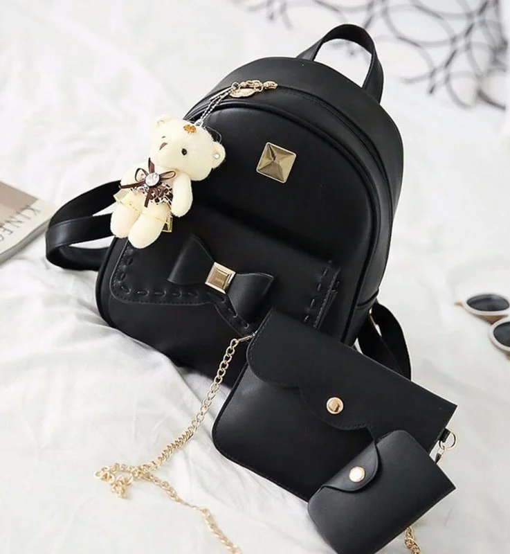 3 комплекта Подвеска Медведь женский рюкзак модная кожаная сумка на плечо для