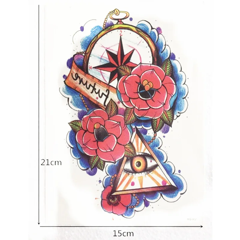 

RQ-002 Professional Waterproof Disposable Domineering Large Arm Sleeve Rose Tattoos Temporary Fake Tattoos Sticker for Woman Men