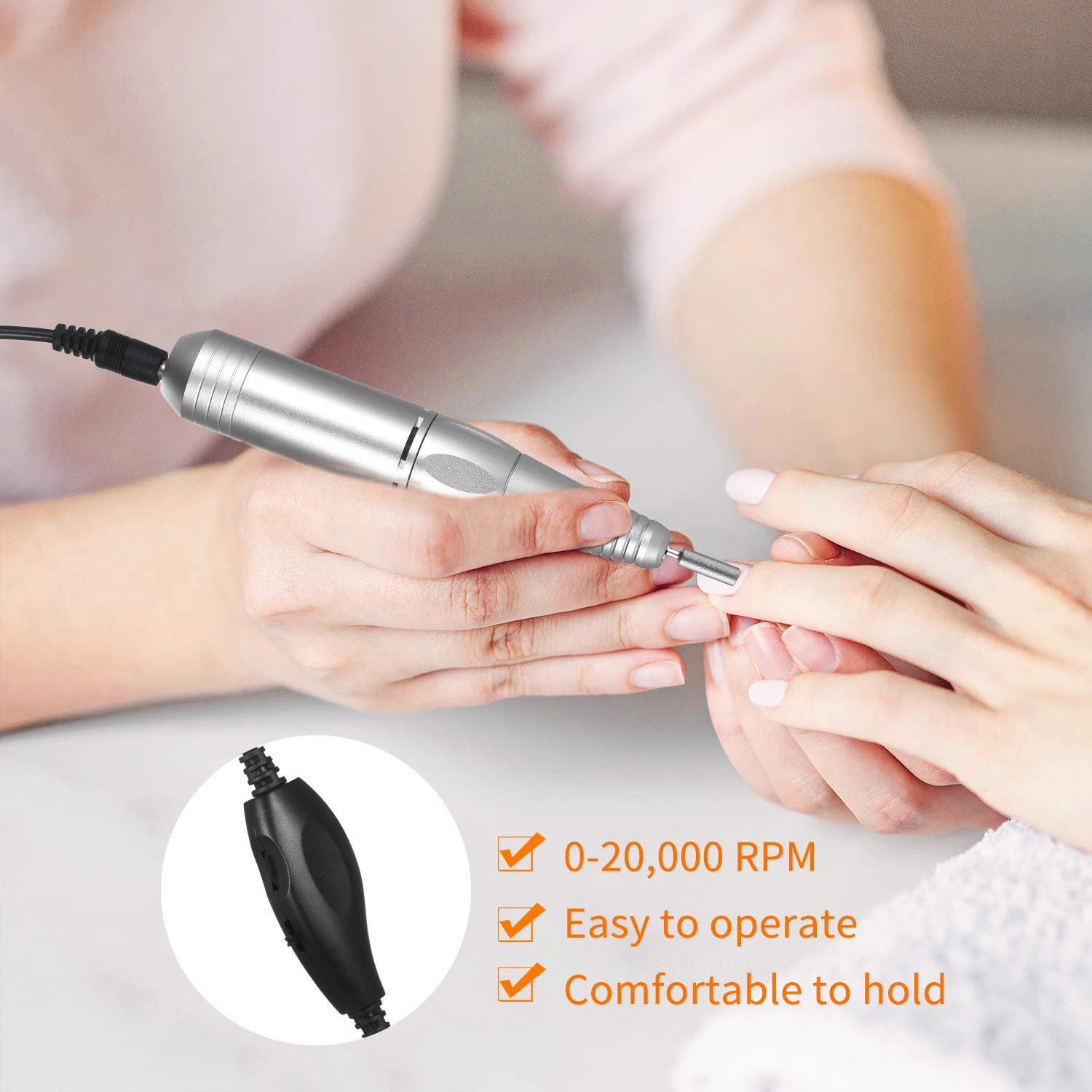 Нежно розовый/серебристый Pro Портативный Электрический Фрезер для ногтей