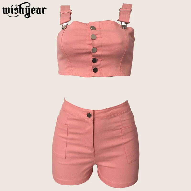 Женский джинсовый костюм Wishyear комплект из двух предметов укороченный топ на