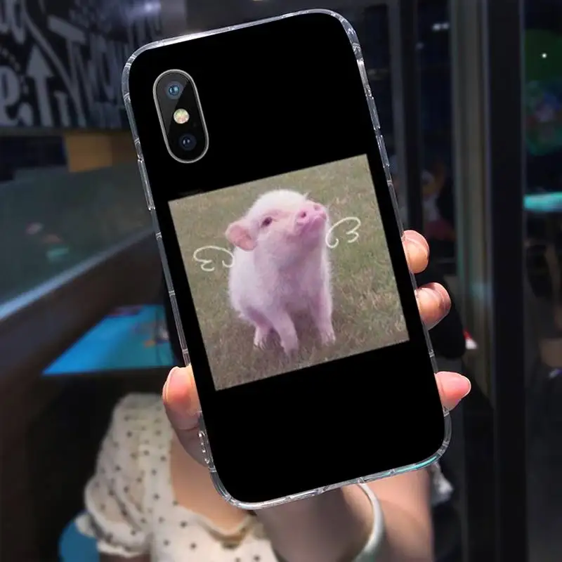 

Cute Little Pink Pet Pig Phone Case Transparent for iPhone 11 12 mini pro XS MAX 8 7 6 6S Plus X 5S SE 2020 XR