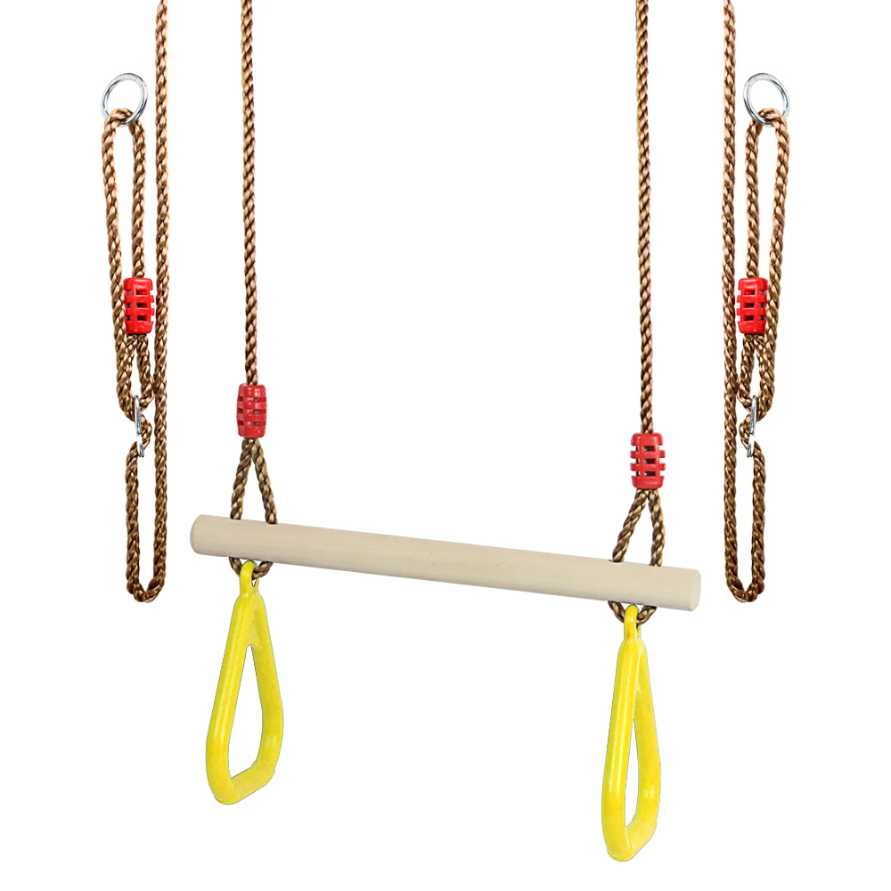 

NinjiaLine Ourdoor Indoor Hanging Obstacle Course Tringle Rings Wooden Monkeybar Swing Toy For Kids Safely Garden Playground