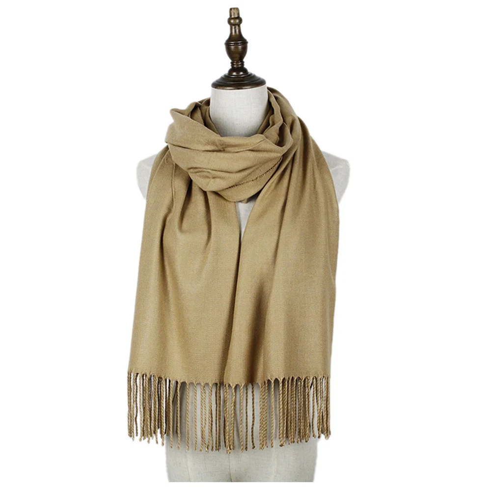 

шарф женский Winter Cashmere Wool Scarf Black Beige Luxury Brand Plain Long Wraps Pashminas Para Mujer