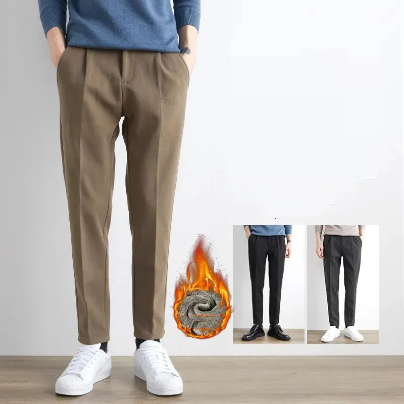

2021 Autumn Winter Suit Pant for Men Loose Wool Men Casual Pants Classic Straight Formal Mens Dress Pants Business Trousers E387