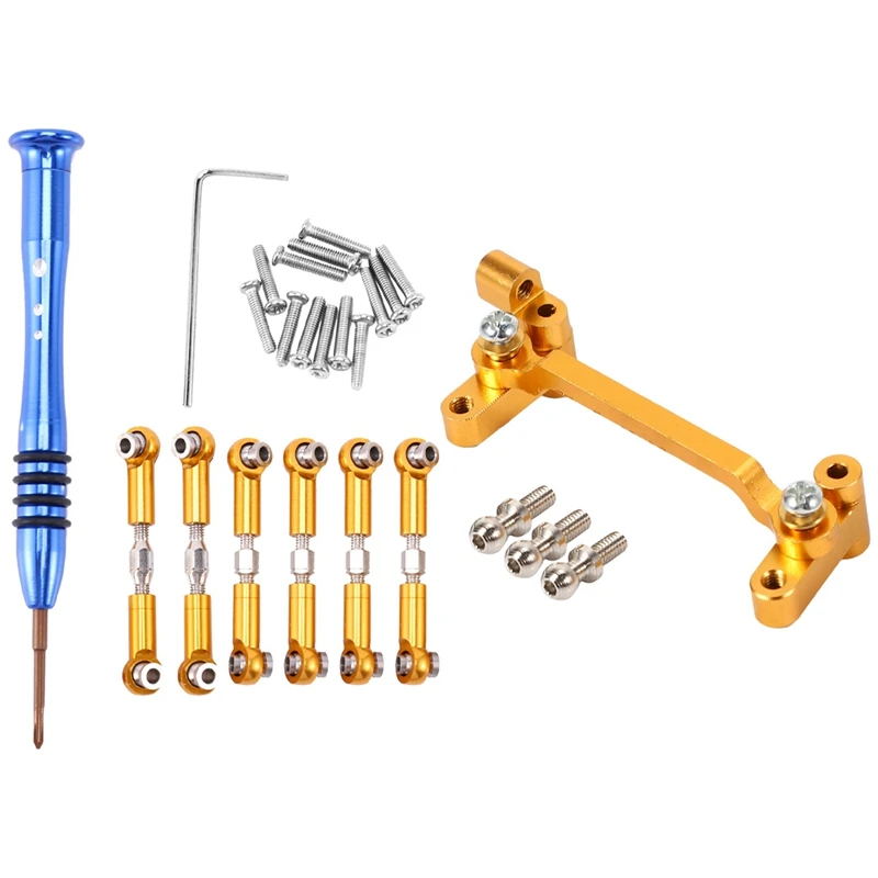 

1 металлический обновленный монтажный блок рулевого цилиндра для Wltoys A949 A959-B A969, желтый и 1 комплект металлических регулируемых стержней