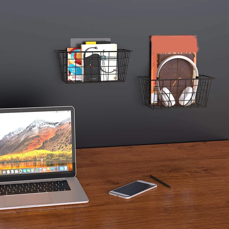 

4 Pcs Wall Wire Baskets over the Cabinet Door Organizer Hanging Basket Shelf for Cabinet & Pantry Organization