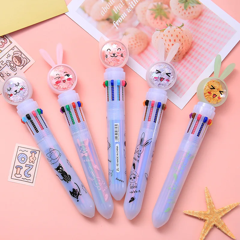 10 цветов шариковая ручка с милым животным разноцветные ручки для бурения кошек