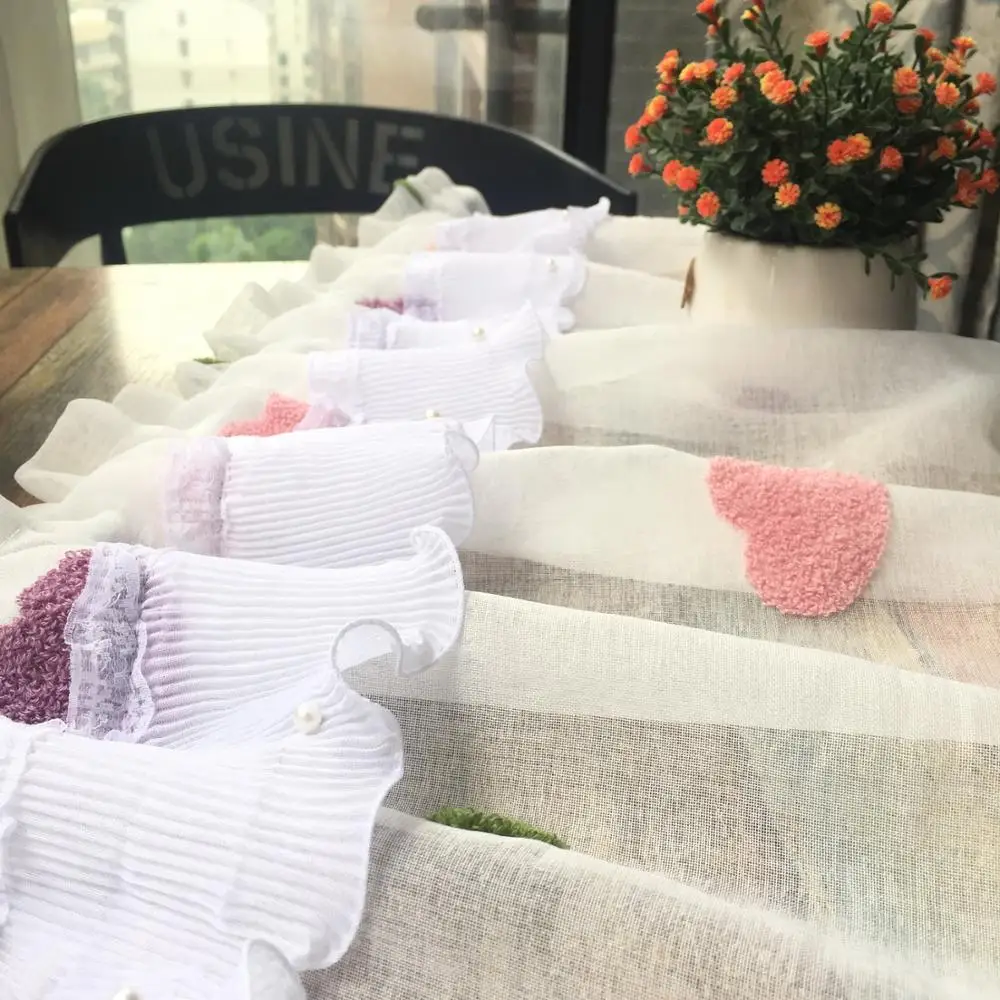 Шторы розовые с надписью Love кружевные жемчужины прозрачные шторы для маленьких