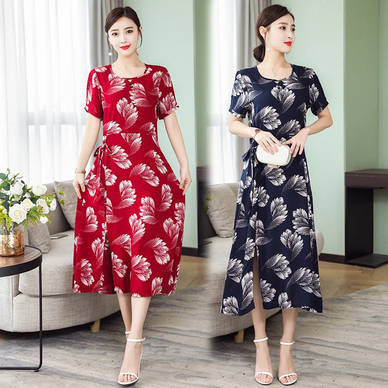 Женское длинное платье с круглым вырезом и коротким рукавом 15 цветов|Женские