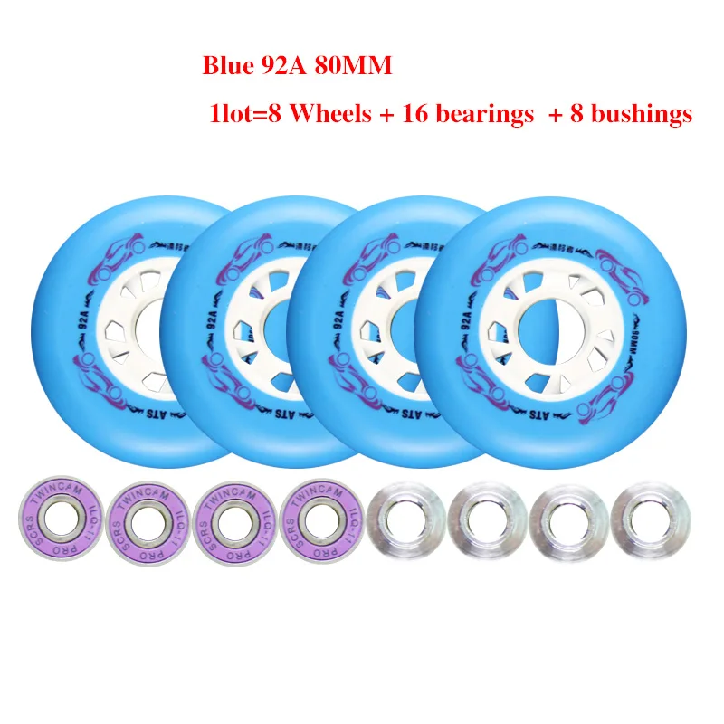 Blue 80mm bearings 92A Slide 80 76 72 мм встроенные колеса для роликовых коньков для слалома Slide обувь для катания на коньках для детей и взрослых для SEBA Powerslide LZ72 - Цвет: Blue 80mm bearings