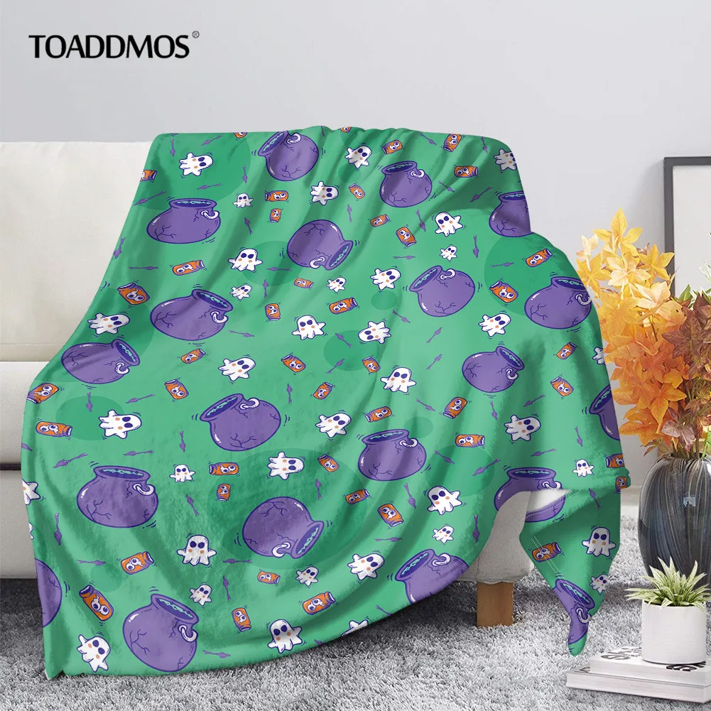 

TOADDMOS Halloween Cartoon Ghost Pattern Fleece Blanket for Kids Adults Soft Thin Quilt Home Bedding Sofa Throw Blanket manta