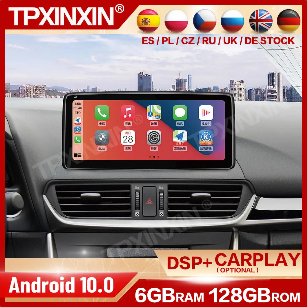 

128G Multimedia Android 10 Player Auto Car Radio Stereo For Mazda CX-4 2016 2017 2018 2019 2020 2021 GSP Navi Receiver Head Unit